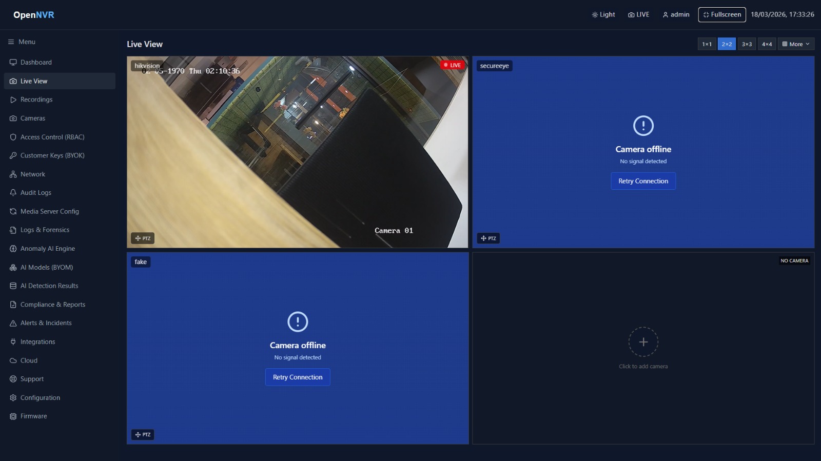 Live View with cameras streaming